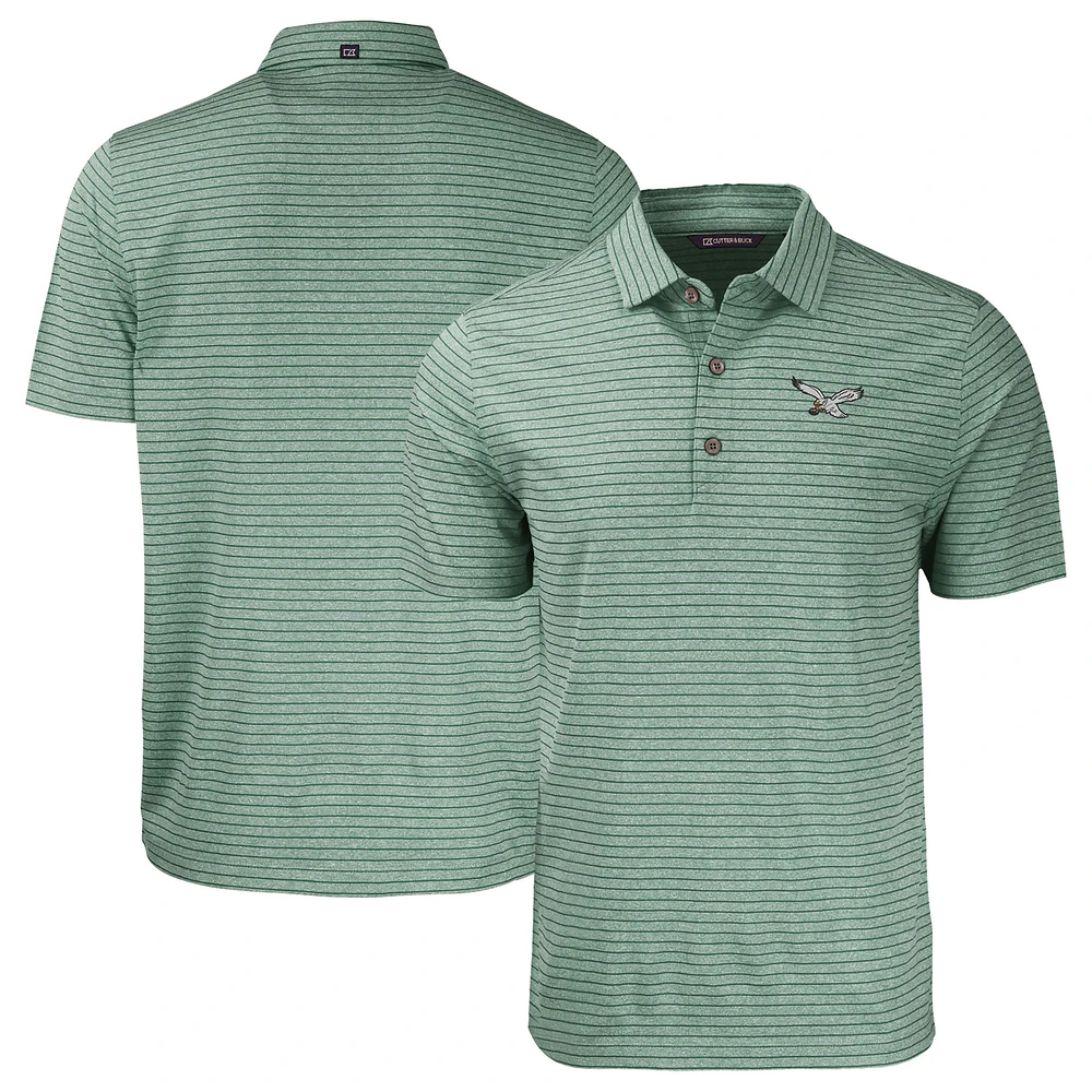 Men's Cutter & Buck Heather Green Philadelphia Eagles Throwback Forge Eco Stripe Stretch Recycled Polo