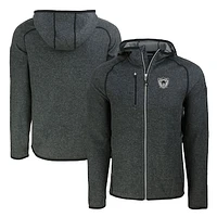 Men's Cutter & Buck Heather Charcoal Las Vegas Raiders Throwback Mainsail Sweater-Knit Full-Zip Hoodie
