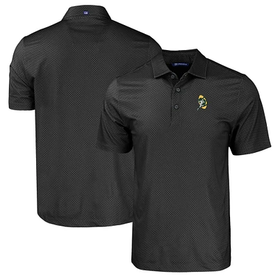 Men's Cutter & Buck  Black Green Bay Packers Throwback Big & Tall Pike Eco Tonal Geo Print Stretch Recycled Polo