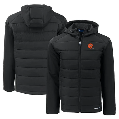 Men's Cutter & Buck Black Cincinnati Bengals Throwback Evoke Hybrid Eco Softshell Recycled Full-Zip Hoodie Jacket