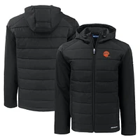 Men's Cutter & Buck Black Cincinnati Bengals Throwback Evoke Hybrid Eco Softshell Recycled Full-Zip Hoodie Jacket