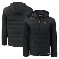 Men's Cutter & Buck Black Cleveland Browns Throwback Evoke Hybrid Eco Softshell Recycled Full-Zip Hoodie Jacket