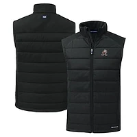 Men's Cutter & Buck Black Cleveland Browns Throwback Evoke Hybrid Eco Softshell Recycled Full-Zip Vest