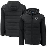 Men's Cutter & Buck  Black Las Vegas Raiders Throwback Big Tall Evoke Hybrid Eco Softshell Recycled Full-Zip Jacket