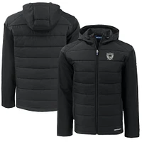 Men's Cutter & Buck  Black Las Vegas Raiders Throwback Big Tall Evoke Hybrid Eco Softshell Recycled Full-Zip Jacket