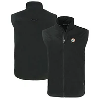 Men's Cutter & Buck  Black Miami Dolphins Throwback Big & Tall Charter Eco Full-Zip Vest