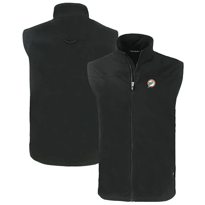 Men's Cutter & Buck  Black Miami Dolphins Throwback Big & Tall Charter Eco Full-Zip Vest