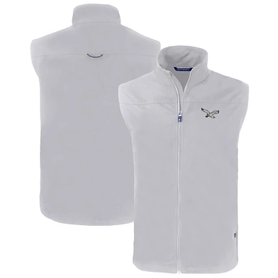 Men's Cutter & Buck  Gray Philadelphia Eagles Throwback Big & Tall Charter Eco Full-Zip Vest