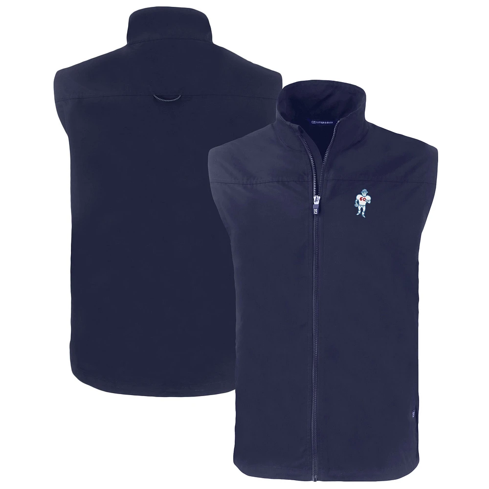 Men's Cutter & Buck Navy Houston Oilers Throwback Big Tall Charter Eco Full-Zip Vest