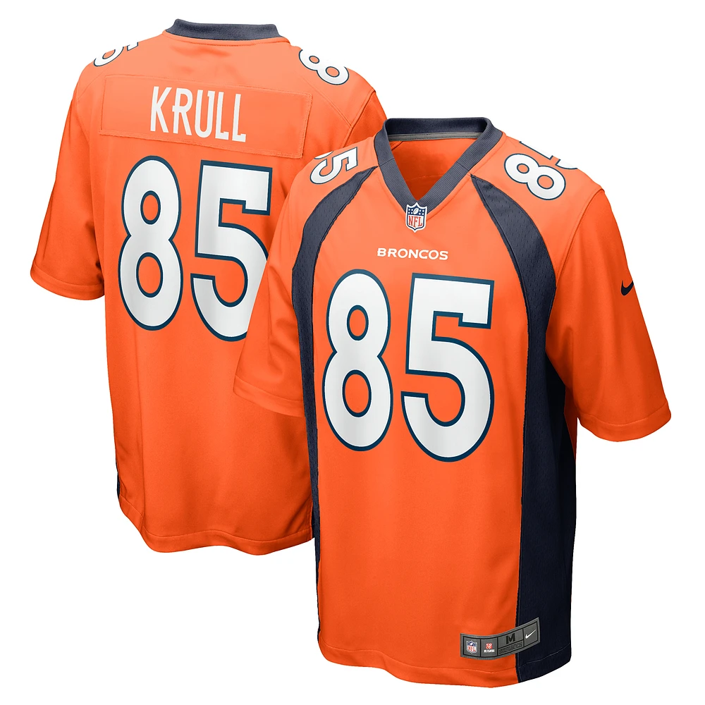 Men's Nike Lucas Krull  Orange Denver Broncos Team Game Jersey