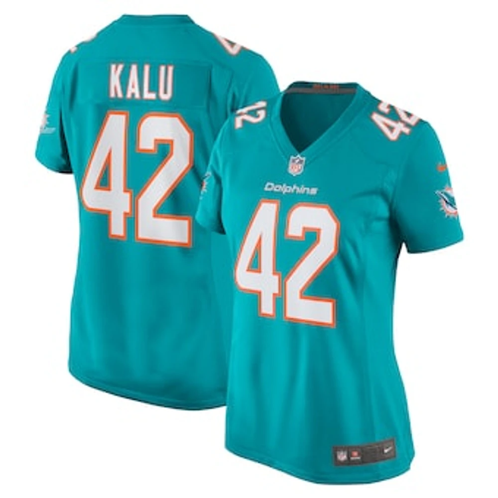 Women's Nike Joshua Kalu  Aqua Miami Dolphins Team Game Jersey