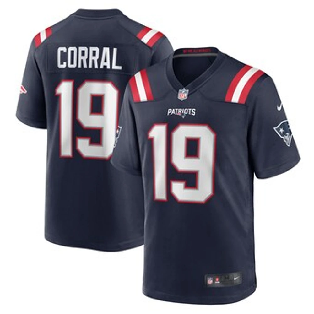 Men's Nike Matt Corral  Navy New England Patriots Team Game Jersey