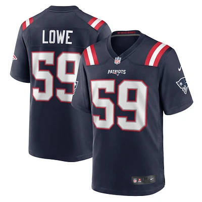 Men's Nike Vederian Lowe  Navy New England Patriots Team Game Jersey