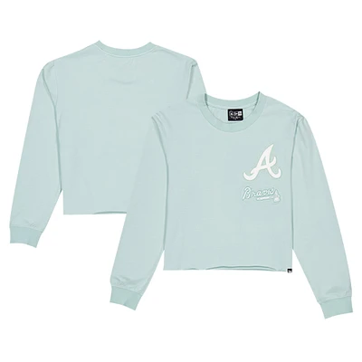 Women's New Era Mint Atlanta Braves Breeze Logo Select Cropped Long Sleeve T-Shirt