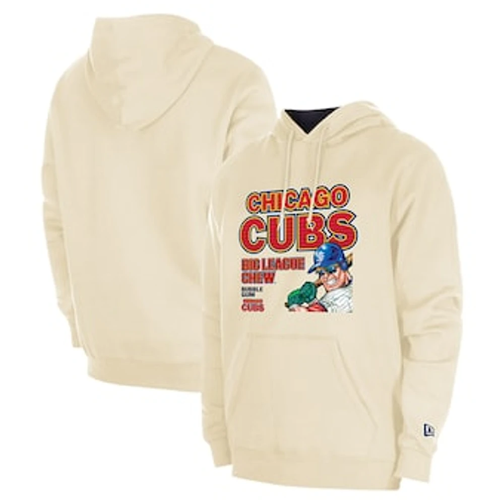 Men's New Era Cream Chicago Cubs Big League Chew Pullover Hoodie