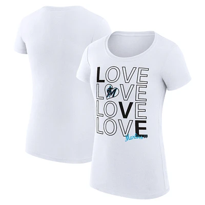 Women's G-III 4Her by Carl Banks Miami Marlins Love Graphic Team Fitted T-Shirt
