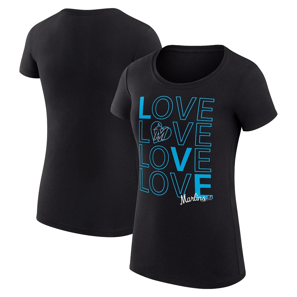 Women's G-III 4Her by Carl Banks Miami Marlins Love Graphic Team Fitted T-Shirt