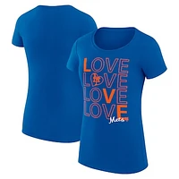 Women's G-III 4Her by Carl Banks Royal New York Mets Love Graphic Team Fitted T-Shirt