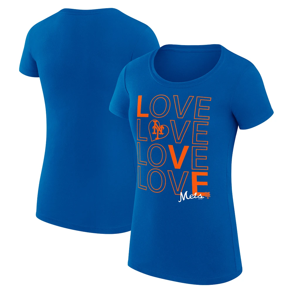 Women's G-III 4Her by Carl Banks Royal New York Mets Love Graphic Team Fitted T-Shirt