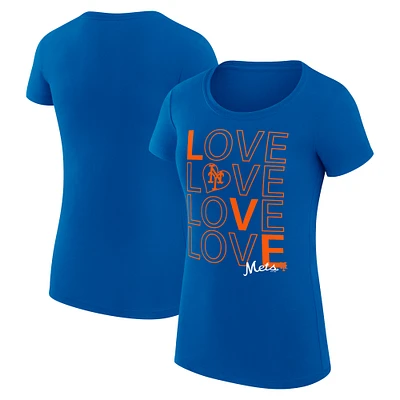 Women's G-III 4Her by Carl Banks Royal New York Mets Love Graphic Team Fitted T-Shirt