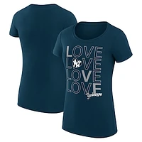 Women's G-III 4Her by Carl Banks Navy New York Yankees Love Graphic Team Fitted T-Shirt