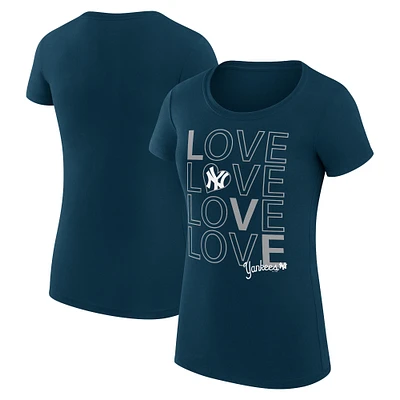 Women's G-III 4Her by Carl Banks Navy New York Yankees Love Graphic Team Fitted T-Shirt