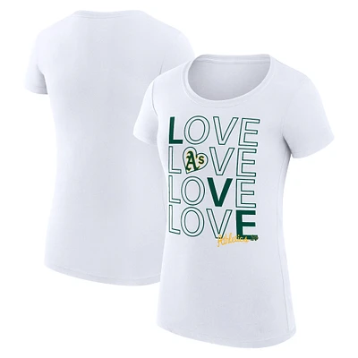 Women's G-III 4Her by Carl Banks White Athletics Love Graphic Team Fitted T-Shirt