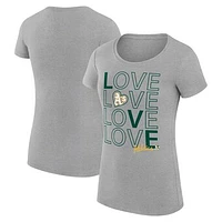 Women's G-III 4Her by Carl Banks Heather Gray Athletics Love Graphic Team Fitted T-Shirt