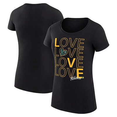 Women's G-III 4Her by Carl Banks Black Athletics Love Graphic Team Fitted T-Shirt