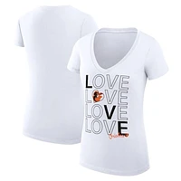 Women's G-III 4Her by Carl Banks White Baltimore Orioles Love Graphic Team V-Neck Fitted T-Shirt