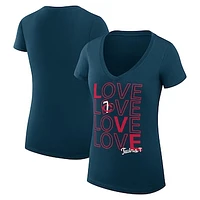 Women's G-III 4Her by Carl Banks Navy Minnesota Twins Love Graphic Team V-Neck Fitted T-Shirt