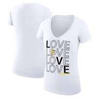 Women's G-III 4Her by Carl Banks White Pittsburgh Pirates Love Graphic Team V-Neck Fitted T-Shirt