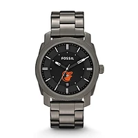 Men's Fossil Gray Baltimore Orioles Machine Smoke Stainless Steel Watch