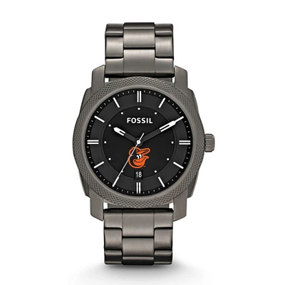 Men's Fossil Gray Baltimore Orioles Machine Smoke Stainless Steel Watch