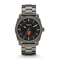 Men's Fossil Gray Baltimore Orioles Machine Smoke Stainless Steel Watch