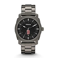 Men's Fossil Gray Boston Red Sox Machine Smoke Stainless Steel Watch