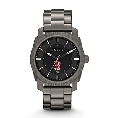 Men's Fossil Gray Boston Red Sox Machine Smoke Stainless Steel Watch