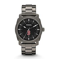 Men's Fossil Gray Boston Red Sox Machine Smoke Stainless Steel Watch
