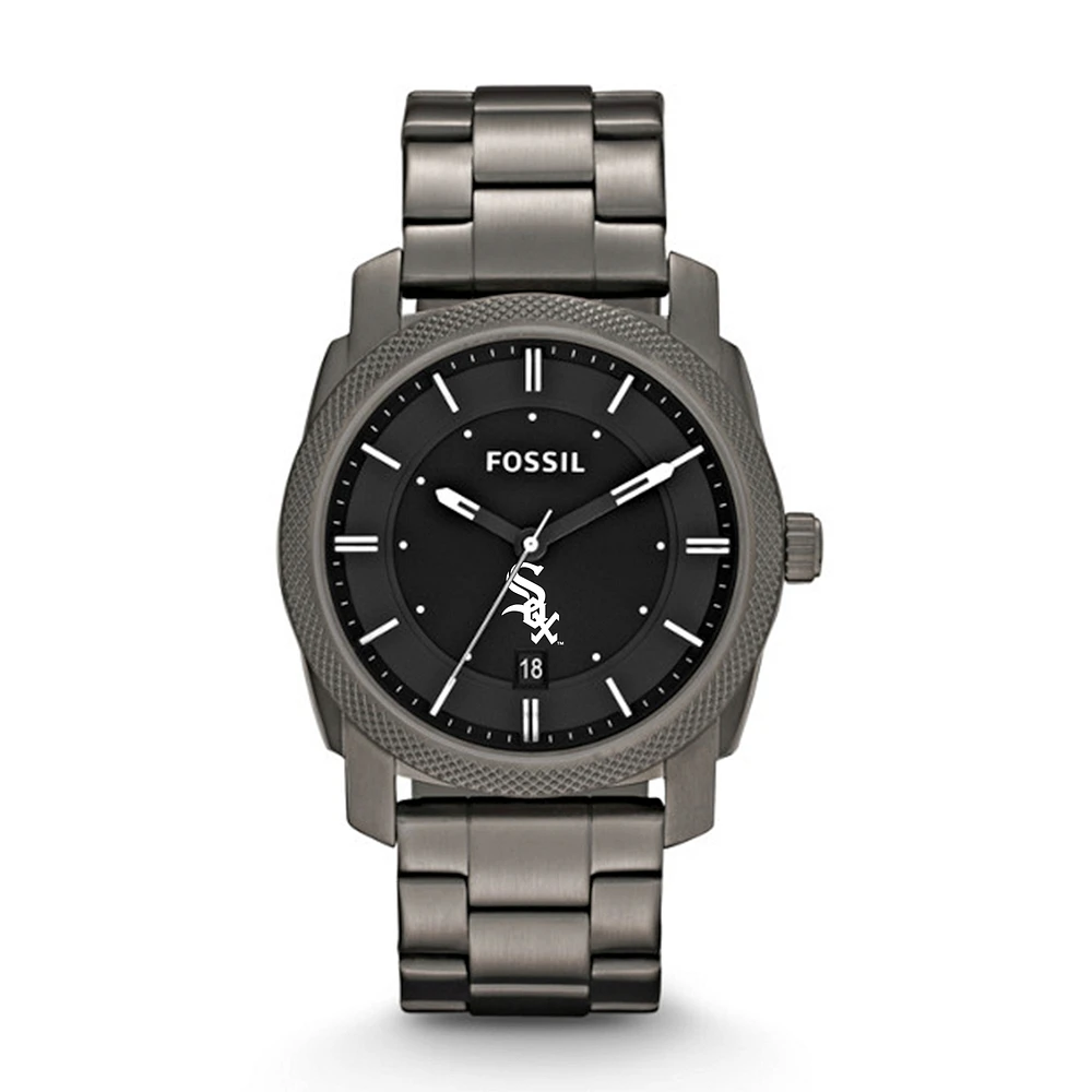Men's Fossil Gray Chicago White Sox Machine Smoke Stainless Steel Watch