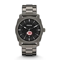 Men's Fossil Gray Cincinnati Reds Machine Smoke Stainless Steel Watch