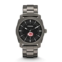 Men's Fossil Gray Cincinnati Reds Machine Smoke Stainless Steel Watch
