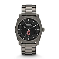 Men's Fossil Gray Cleveland Guardians Machine Smoke Stainless Steel Watch