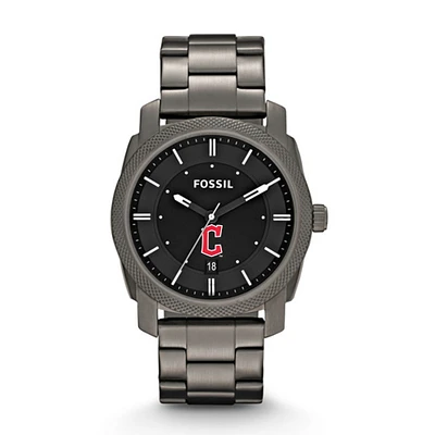 Men's Fossil Gray Cleveland Guardians Machine Smoke Stainless Steel Watch