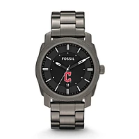 Men's Fossil Gray Cleveland Guardians Machine Smoke Stainless Steel Watch
