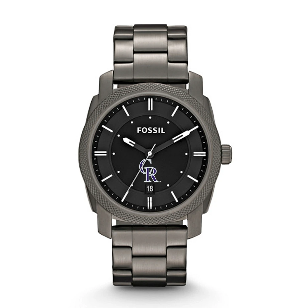 Men's Fossil Gray Colorado Rockies Machine Smoke Stainless Steel Watch