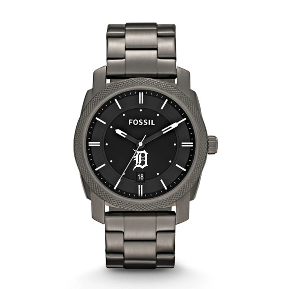Men's Fossil Gray Detroit Tigers Machine Smoke Stainless Steel Watch