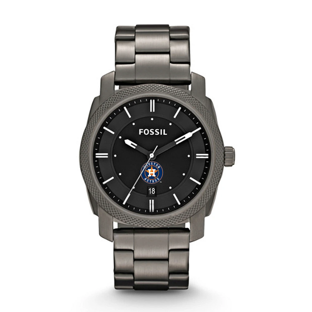 Men's Fossil Gray Houston Astros Machine Smoke Stainless Steel Watch
