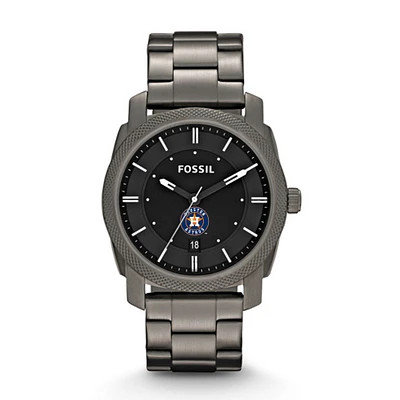 Men's Fossil Gray Houston Astros Machine Smoke Stainless Steel Watch