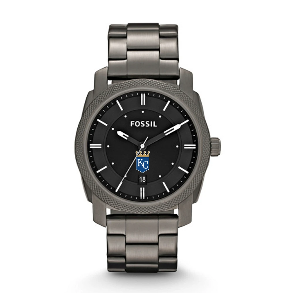 Men's Fossil Gray Kansas City Royals Machine Smoke Stainless Steel Watch