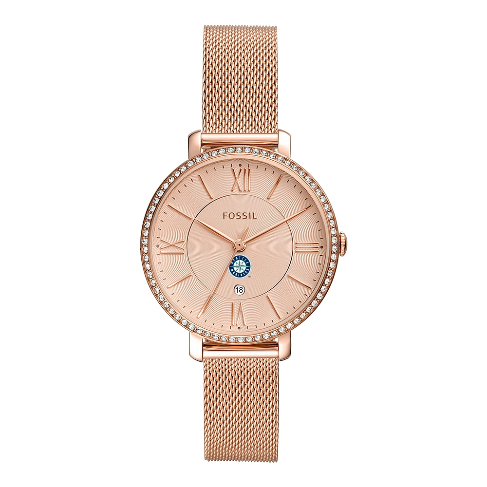 Women's Fossil Rose Gold Seattle Mariners Jacqueline Stainless Steel Watch